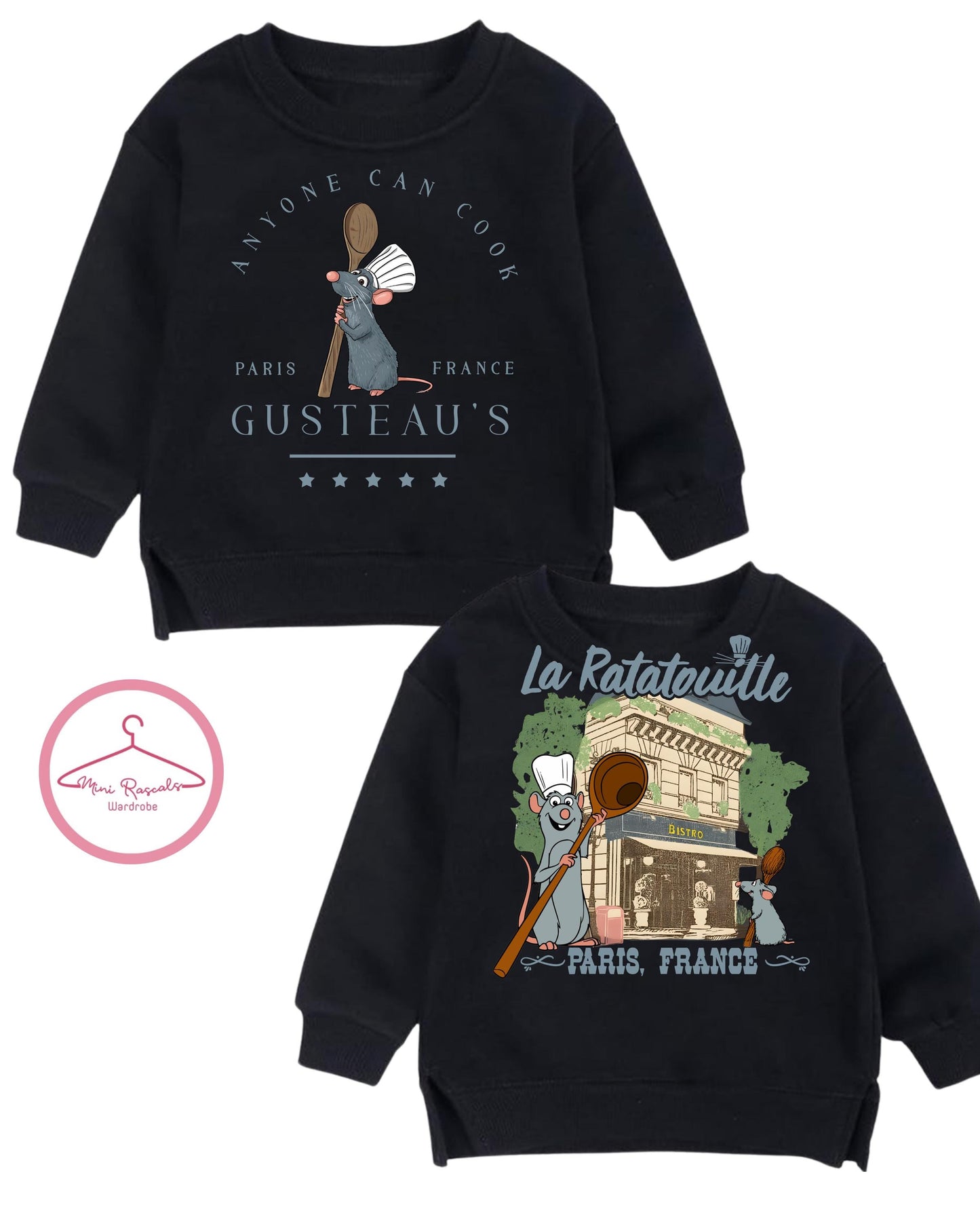 Ratatouille-Inspired Kids Sweatshirt - Paris France Gusteau’s & La Ratatouille Design - Remy the Chef