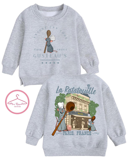 Ratatouille-Inspired Kids Sweatshirt - Paris France Gusteau’s & La Ratatouille Design - Remy the Chef