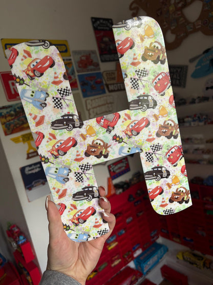 Personalised Acrylic Letters Initials – Lightning McQueen, Disney, Cars Theme Nursery & Bedroom Decor - available in A4 or A5
