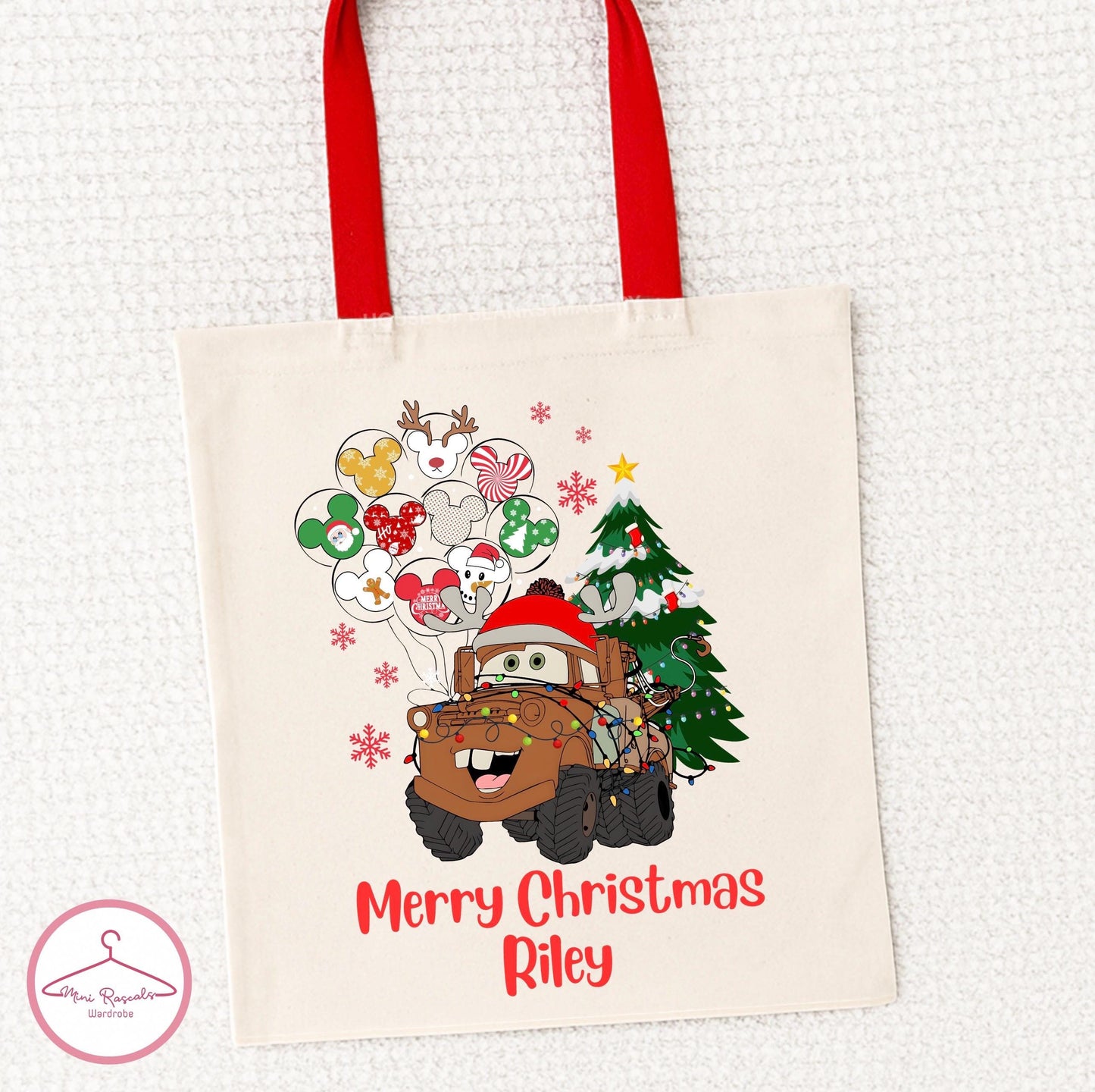 Personalised Cars Christmas Tote Bag | Kids Gift Bag | Holiday Cars Tote | Custom Name Bag | Santa Sack Alternative