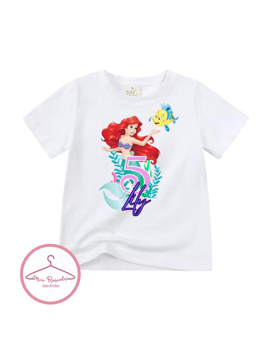 Personalised Little Mermaid Birthday T-Shirt