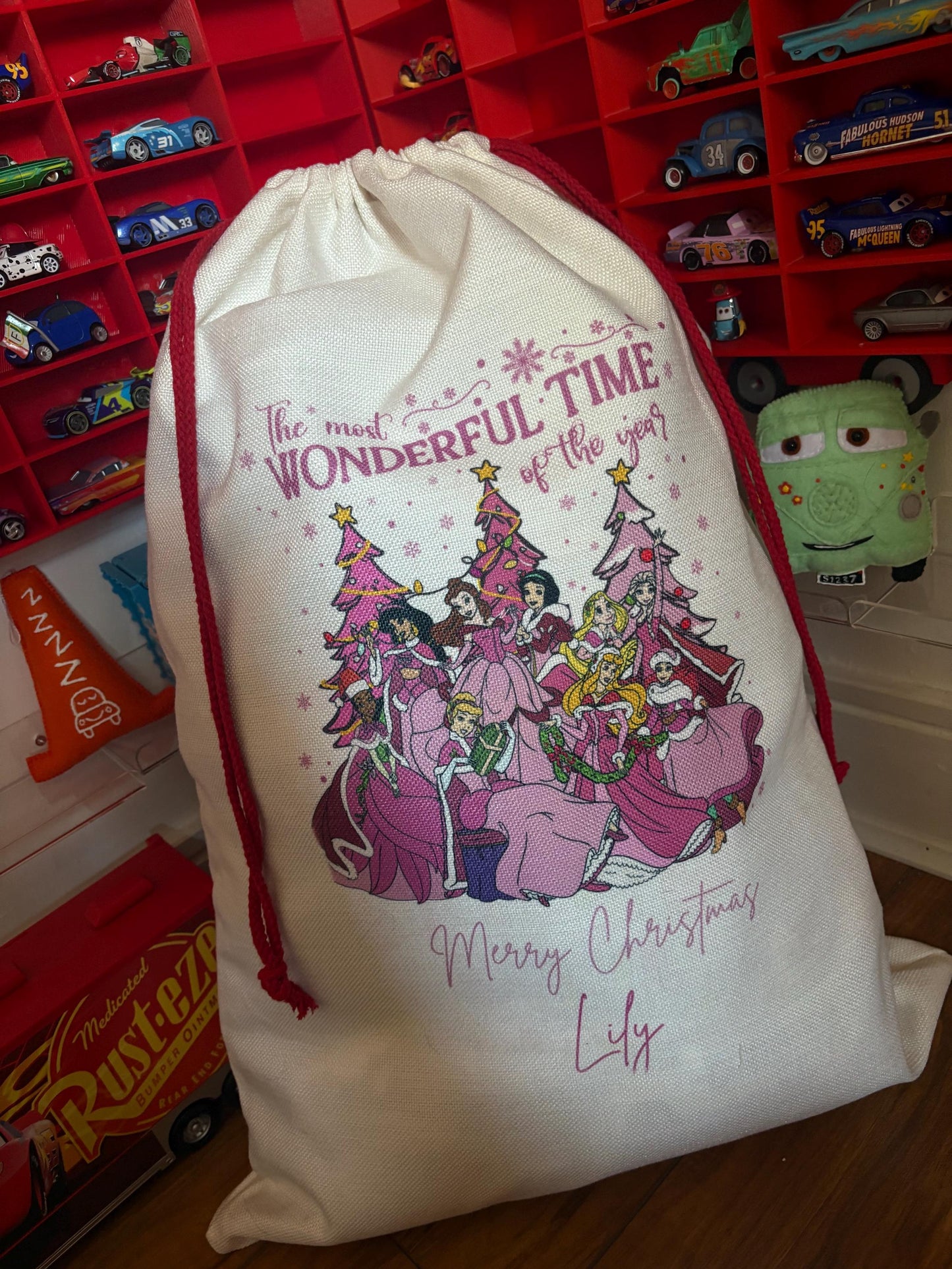 Personalised Christmas Sack  - Disney Princess  - every sack comes with a matching bauble