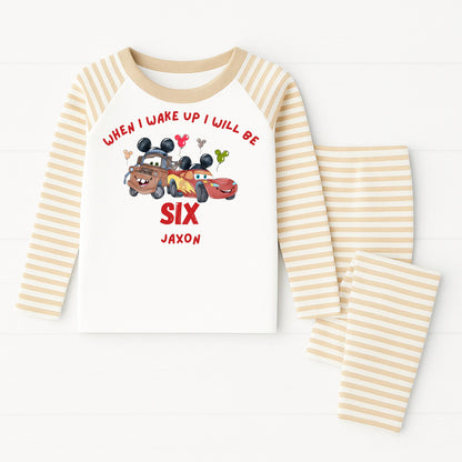 Personalised Cars Birthday Pyjamas – Custom Name & Age | Mini Rascals