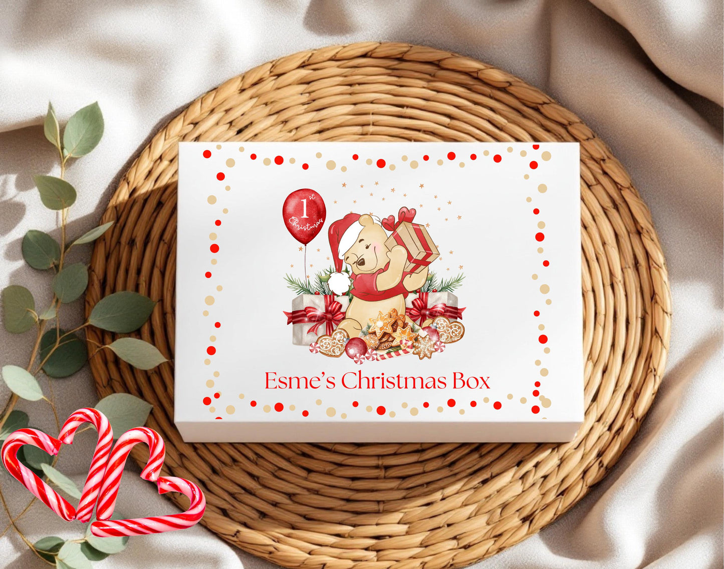 Personalised Baby’s First Christmas Gift Box – Keepsake Box with Festive Design Magnetic Box - personalisation available