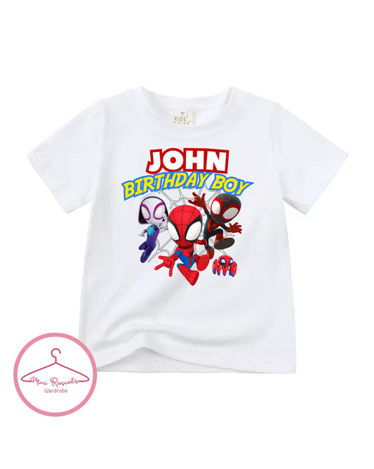 Spidey and Friends Personalised Birthday Boy T-shirt and Sweatshirt