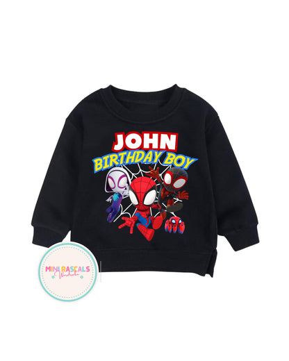 Spidey and Friends Personalised Birthday Boy T-shirt and Sweatshirt