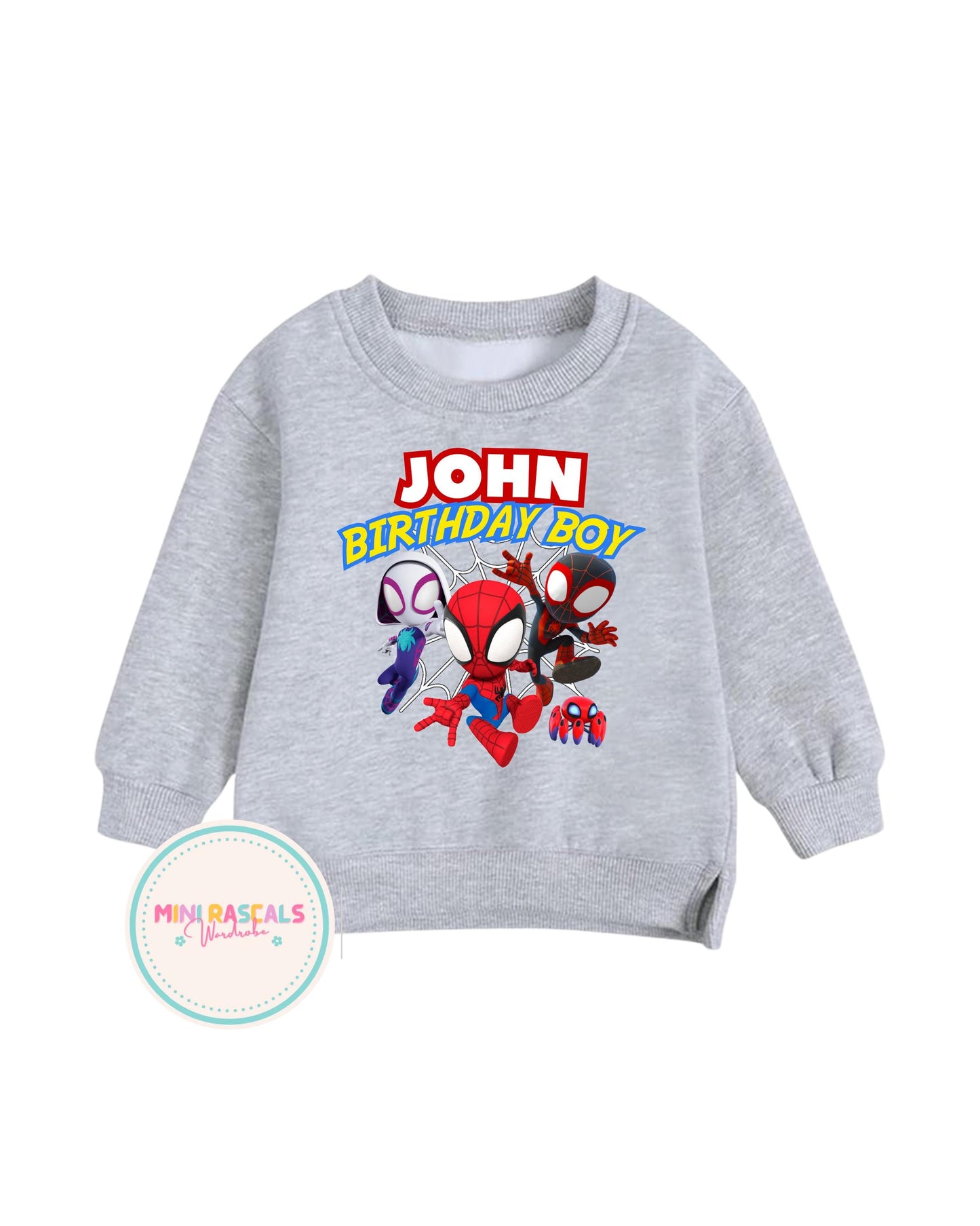 Spidey and Friends Personalised Birthday Boy T-shirt and Sweatshirt
