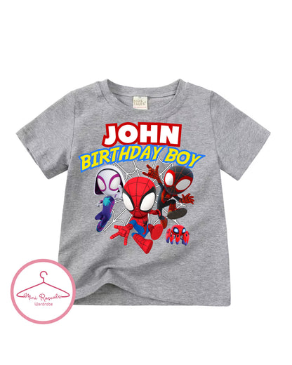 Spidey and Friends Personalised Birthday Boy T-shirt and Sweatshirt