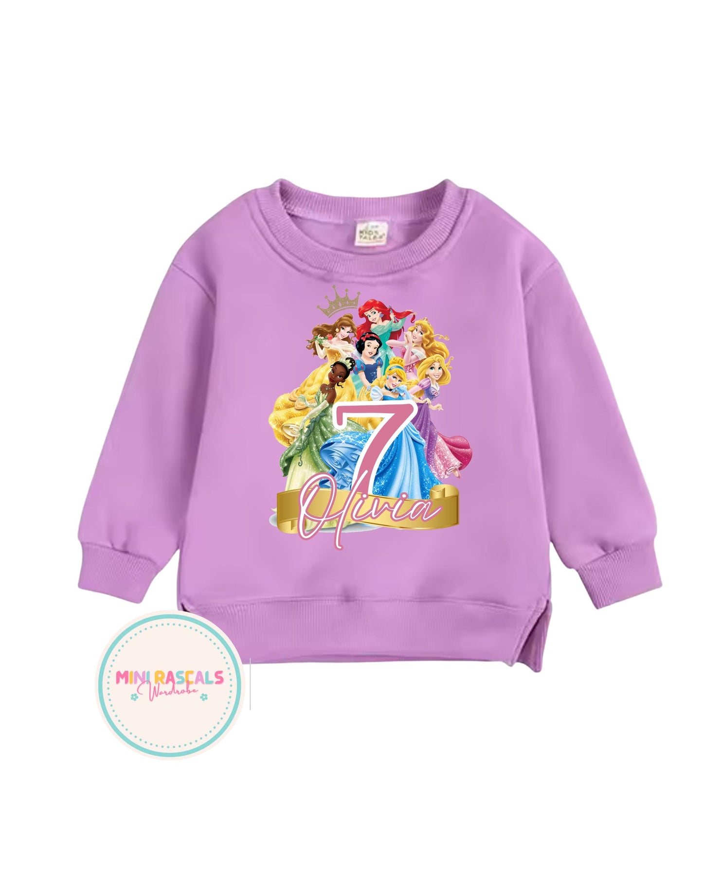 Personalised Princess Birthday T-Shirt & Sweatshirt | Custom Name Kids Birthday Princess Outfit | Disney Inspired