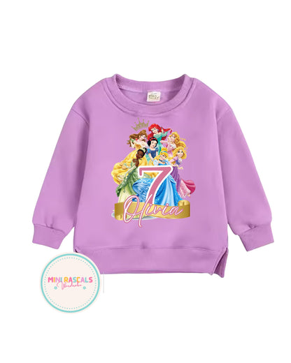 Personalised Princess Birthday T-Shirt & Sweatshirt | Custom Name Kids Birthday Princess Outfit | Disney Inspired