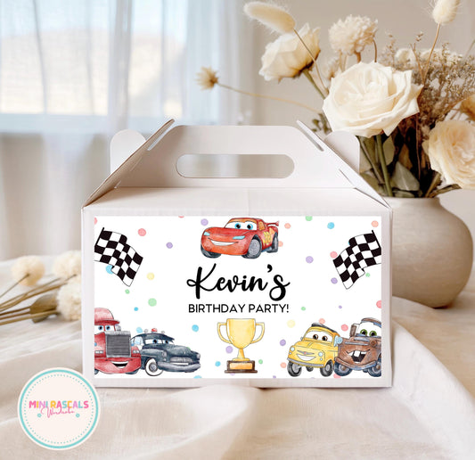 Personalised Cars McQueen Birthday Party Treat Box  – Cars Themed Gift Box