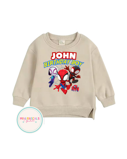 Spidey and Friends Personalised Birthday Boy T-shirt and Sweatshirt