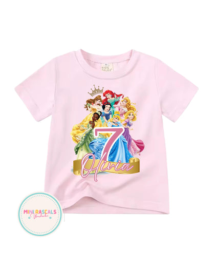 Personalised Princess Birthday T-Shirt & Sweatshirt | Custom Name Kids Birthday Princess Outfit | Disney Inspired