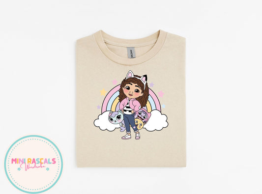 Gabby's Dollhouse Rainbow Kids T-Shirt & Sweatshirt | Girls Cartoon Graphic Top | Colourful Kids Outfit
