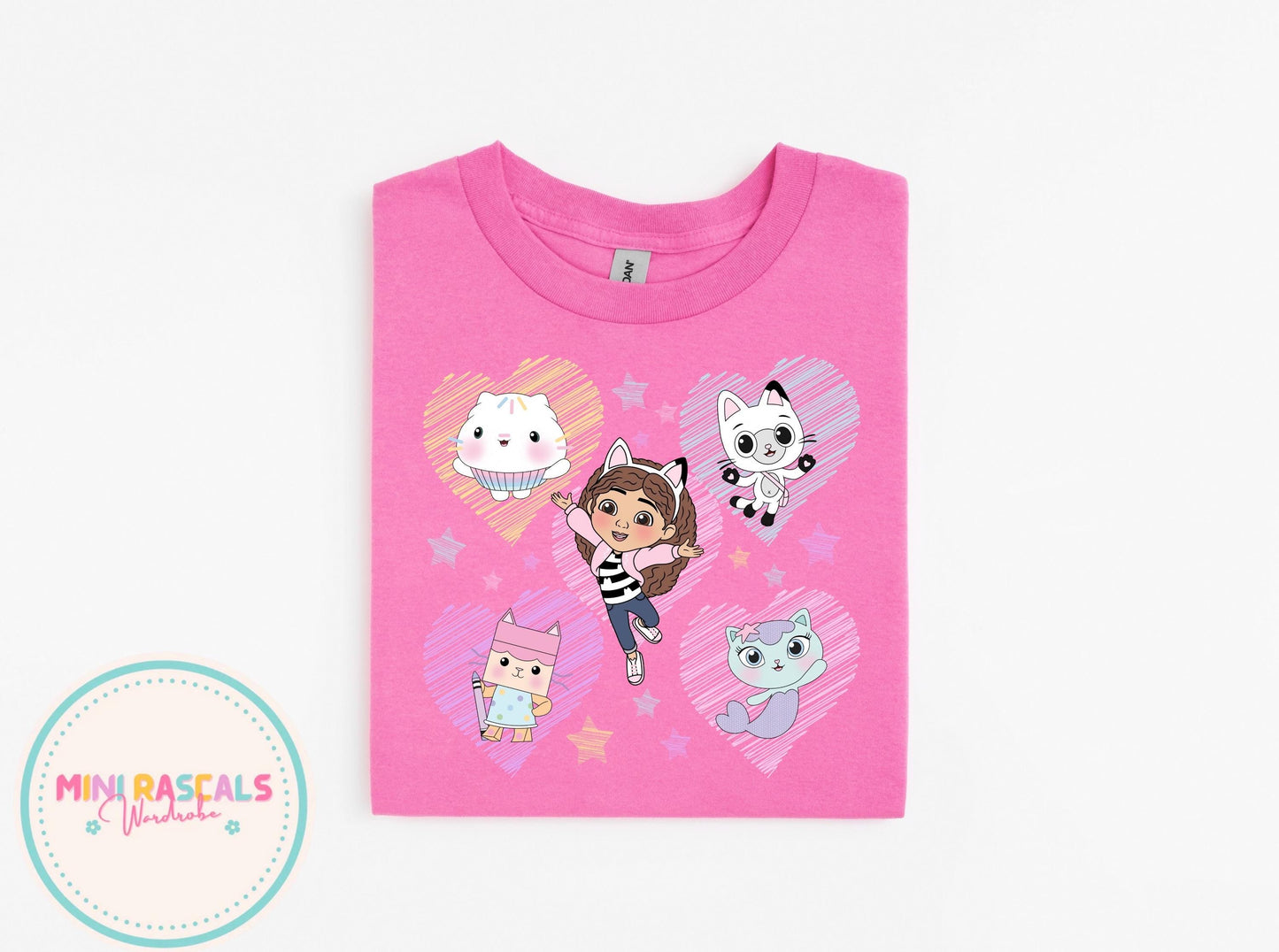Gabby's Dollhouse Heart & Rainbow Kids T-Shirt & Sweatshirt | Girls Cartoon Graphic Top | Colourful Kids Outfit