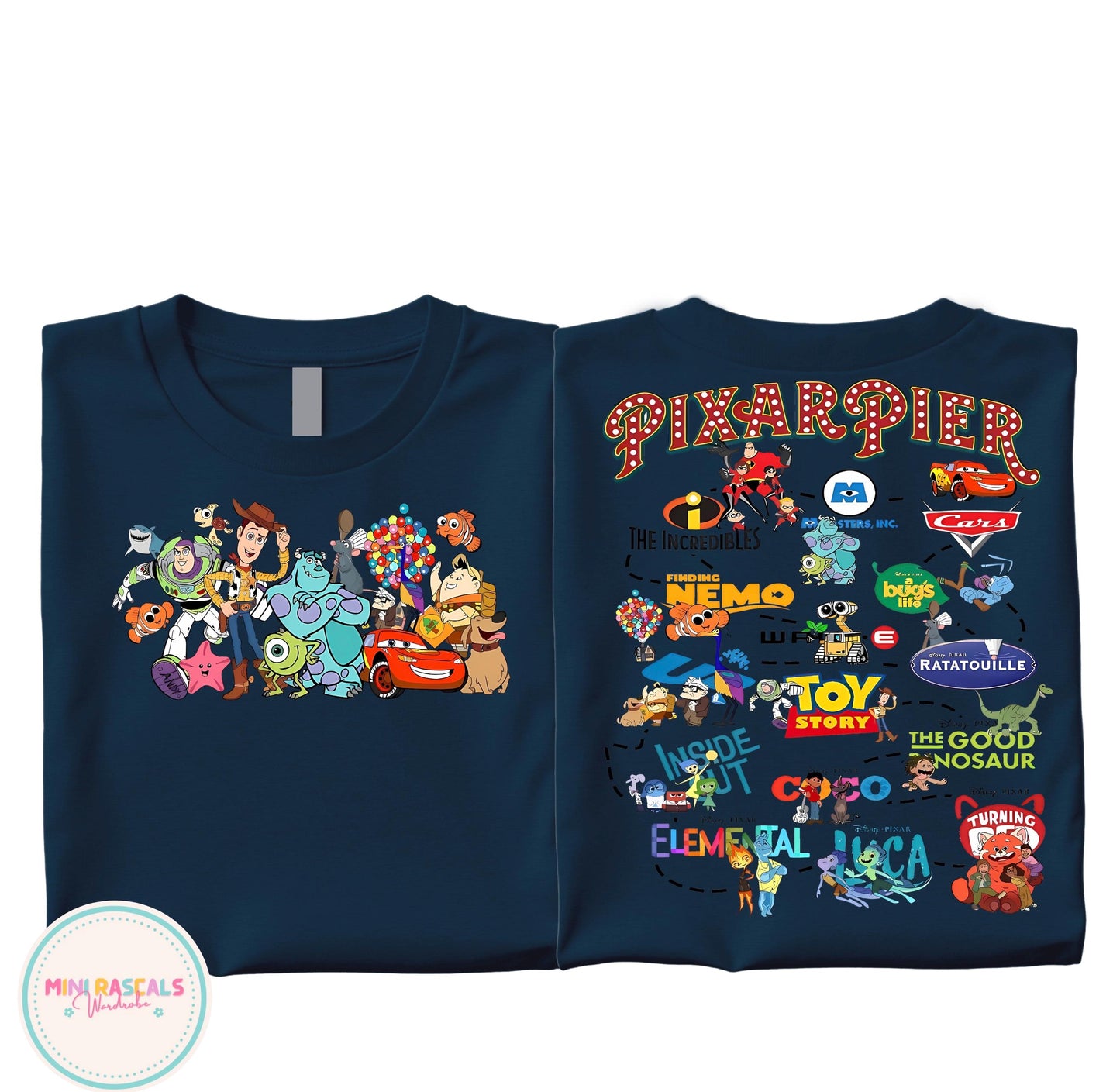 Disney Pixar Pier Characters Kids T-Shirt & Sweatshirt | McQueen Sully Wall-E Woody & Friends Graphic Top