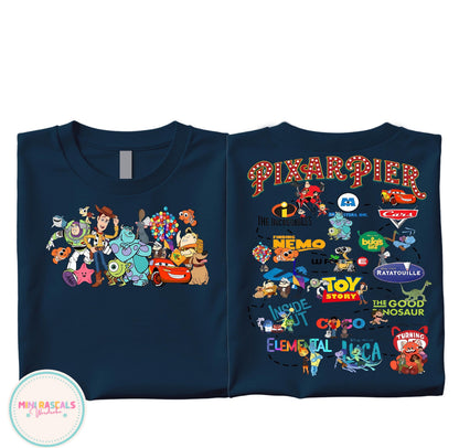 Disney Pixar Pier Characters Kids T-Shirt & Sweatshirt | McQueen Sully Wall-E Woody & Friends Graphic Top
