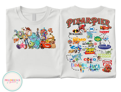 Disney Pixar Pier Characters Kids T-Shirt & Sweatshirt | McQueen Sully Wall-E Woody & Friends Graphic Top