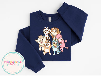 Cartoon Dog Family Kids T-Shirt & Sweatshirt | Cute Puppy Group Graphic Tee | Boys Girls Unisex Kids Outfit