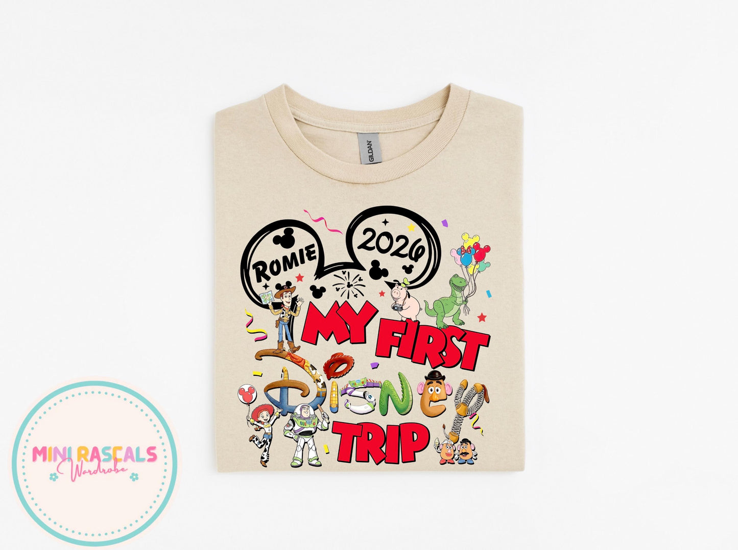 Personalised First Disney Trip Toy Story Kids T-Shirt & Sweatshirt | Custom Name Disney Outfit | Buzz & Woody
