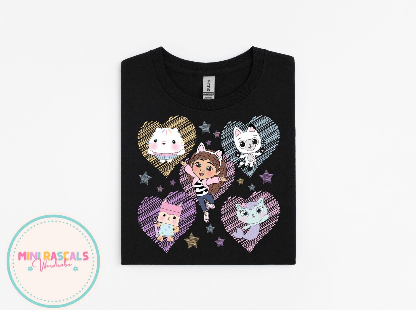 Gabby's Dollhouse Heart & Rainbow Kids T-Shirt & Sweatshirt | Girls Cartoon Graphic Top | Colourful Kids Outfit