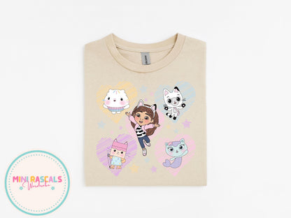 Gabby's Dollhouse Heart & Rainbow Kids T-Shirt & Sweatshirt | Girls Cartoon Graphic Top | Colourful Kids Outfit