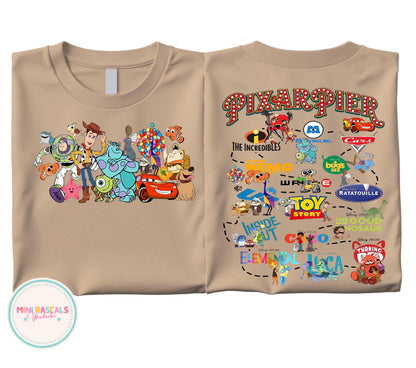 Disney Pixar Pier Characters Kids T-Shirt & Sweatshirt | McQueen Sully Wall-E Woody & Friends Graphic Top