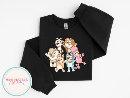 Cartoon Dog Family Kids T-Shirt & Sweatshirt | Cute Puppy Group Graphic Tee | Boys Girls Unisex Kids Outfit