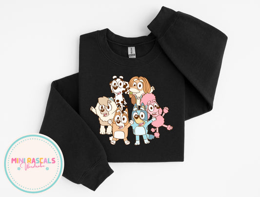 Cartoon Dog Family Kids T-Shirt & Sweatshirt | Cute Puppy Group Graphic Tee | Boys Girls Unisex Kids Outfit