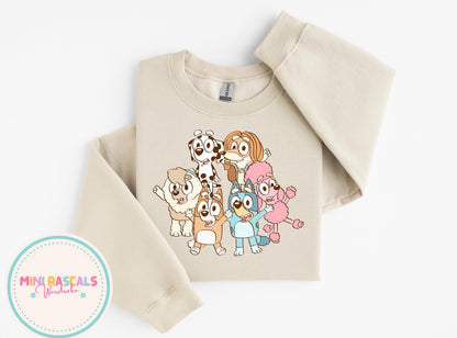 Cartoon Dog Family Kids T-Shirt & Sweatshirt | Cute Puppy Group Graphic Tee | Boys Girls Unisex Kids Outfit