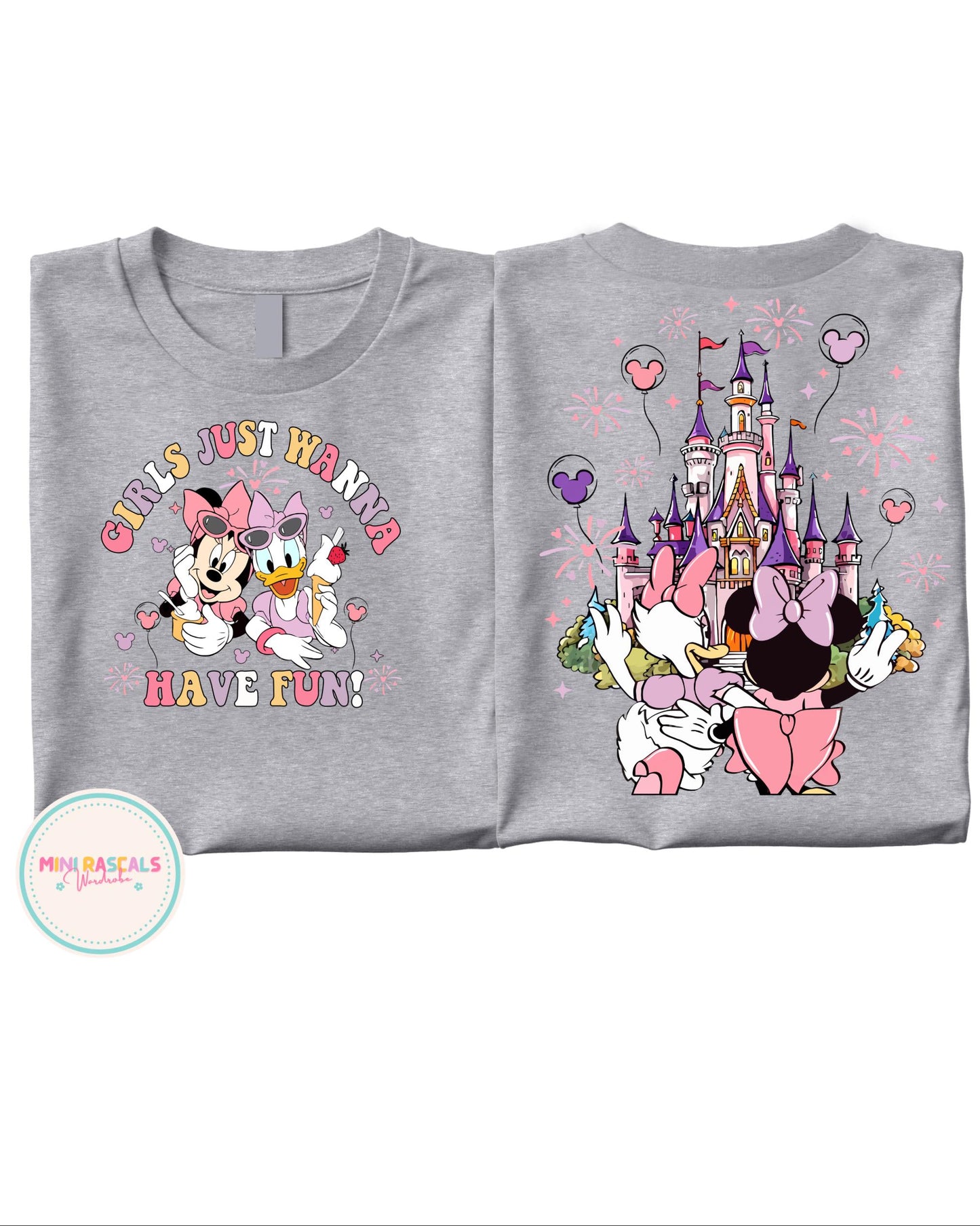 Disney Minnie Mouse & Daisy Duck Castle Kids T-Shirt | Cute Cartoon Graphic Top for Girls | Disney Outfit