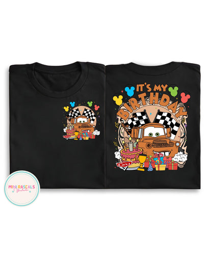 Cars Tow Mater Birthday Tshirt | “It’s My Birthday” Kids Shirt | Race Theme Birthday Outfit | Checkered Flag Birthday Tshirt