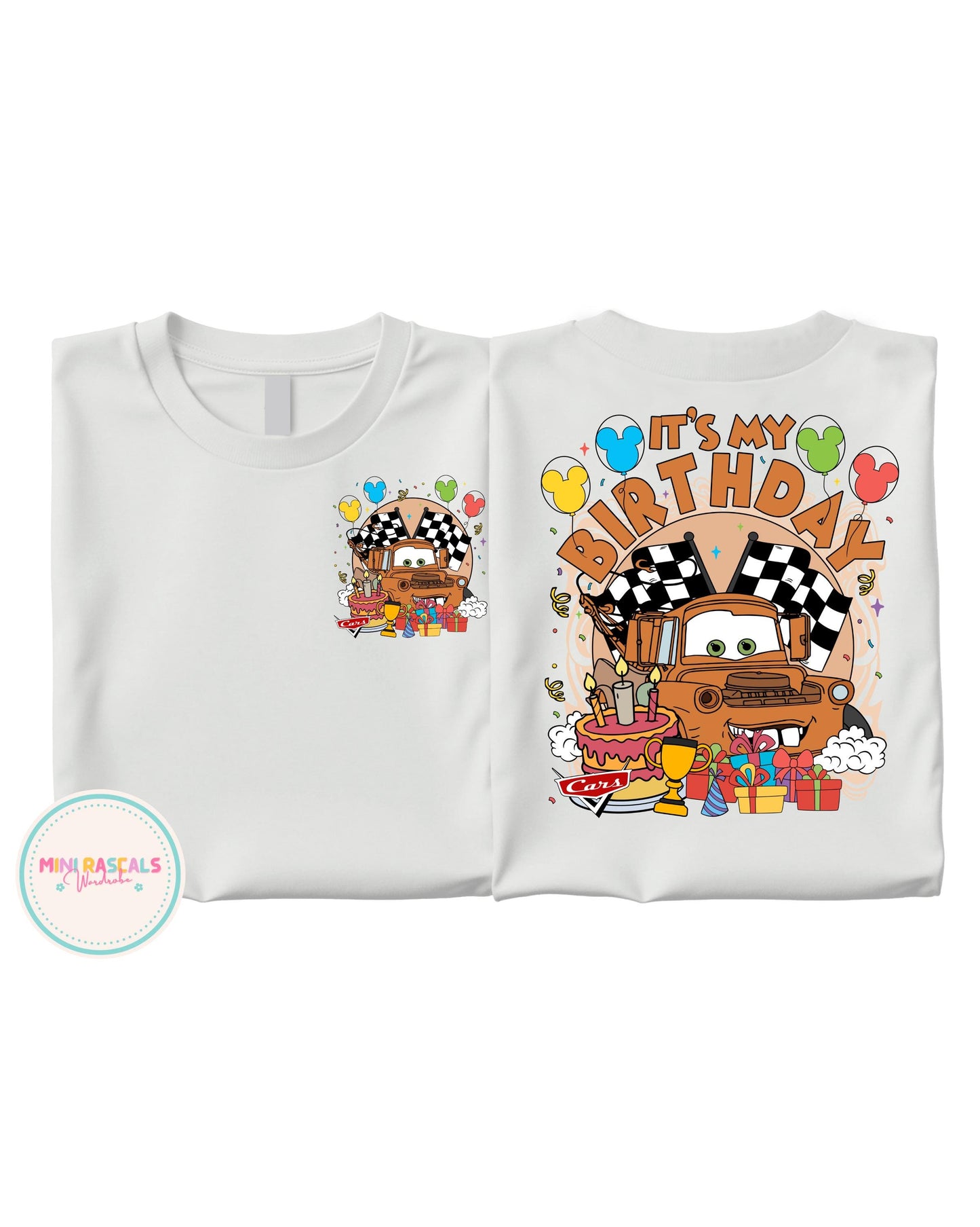 Cars Tow Mater Birthday Tshirt | “It’s My Birthday” Kids Shirt | Race Theme Birthday Outfit | Checkered Flag Birthday Tshirt
