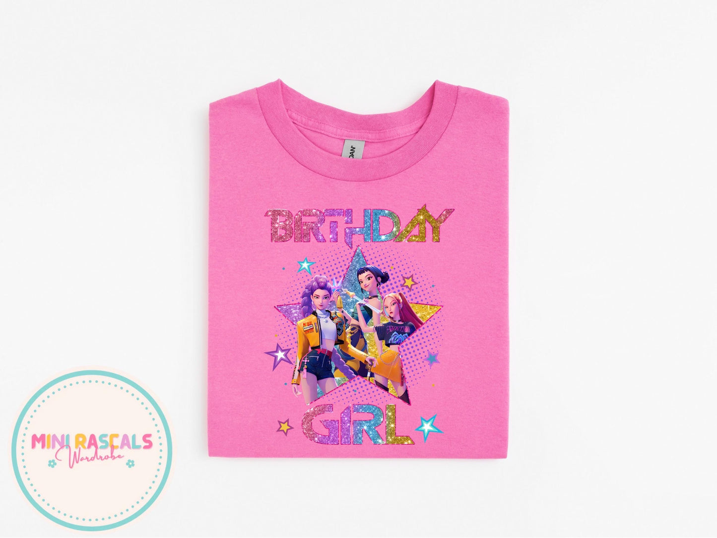 KPOP Demon Hunters Birthday Girl T-Shirt | Cute Kids Birthday Tee | Huntrix Star Graphic Top