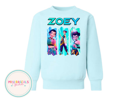 KPOP Demon Hunters Zoey Kids T-Shirt | Huntrxx Girls Graphic Tee | Character Birthday Top