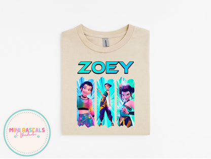 KPOP Demon Hunters Zoey Kids T-Shirt | Huntrxx Girls Graphic Tee | Character Birthday Top