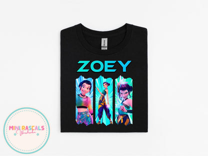 KPOP Demon Hunters Zoey Kids T-Shirt | Huntrxx Girls Graphic Tee | Character Birthday Top