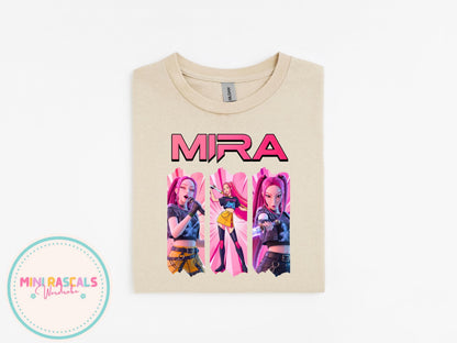 KPOP Demon Hunters Mira Kids T-Shirt | Huntrxx Girls Graphic Tee | Character Birthday Top