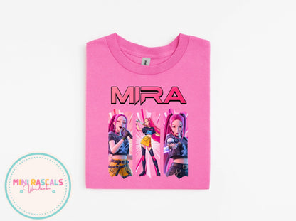 KPOP Demon Hunters Mira Kids T-Shirt | Huntrxx Girls Graphic Tee | Character Birthday Top