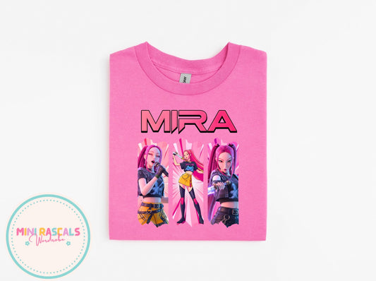 KPOP Demon Hunters Mira Kids T-Shirt | Huntrxx Girls Graphic Tee | Character Birthday Top