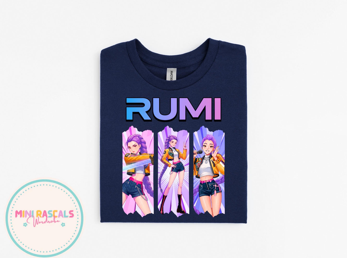 KPOP Demon Hunters Rumi Kids T-Shirt | Huntrxx Girls Graphic Tee | Zoey Mira Character Top