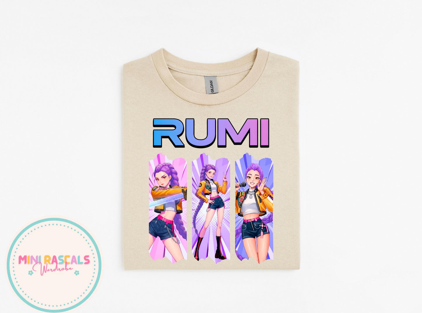 KPOP Demon Hunters Rumi Kids T-Shirt | Huntrxx Girls Graphic Tee | Zoey Mira Character Top