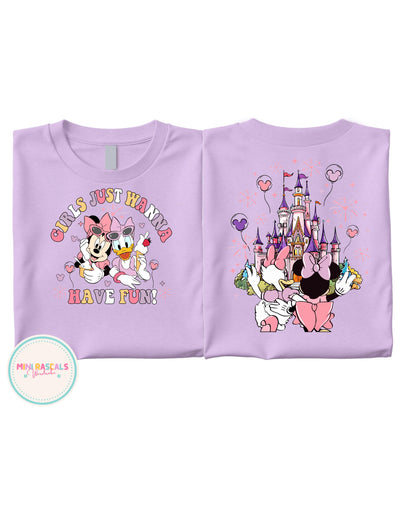 Disney Minnie Mouse & Daisy Duck Castle Kids T-Shirt | Cute Cartoon Graphic Top for Girls | Disney Outfit