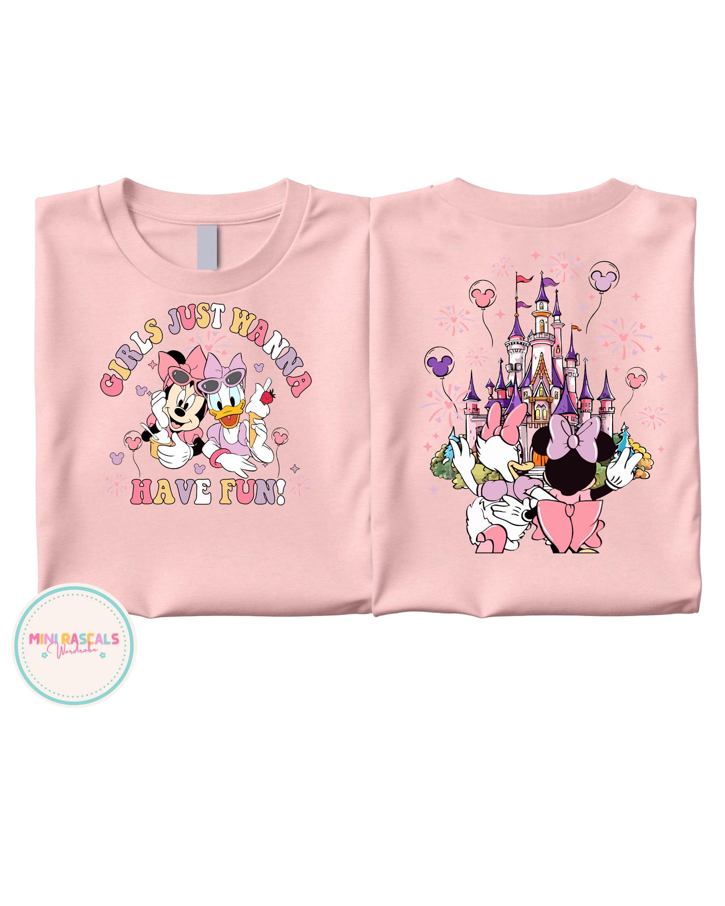 Disney Minnie Mouse & Daisy Duck Castle Kids T-Shirt | Cute Cartoon Graphic Top for Girls | Disney Outfit