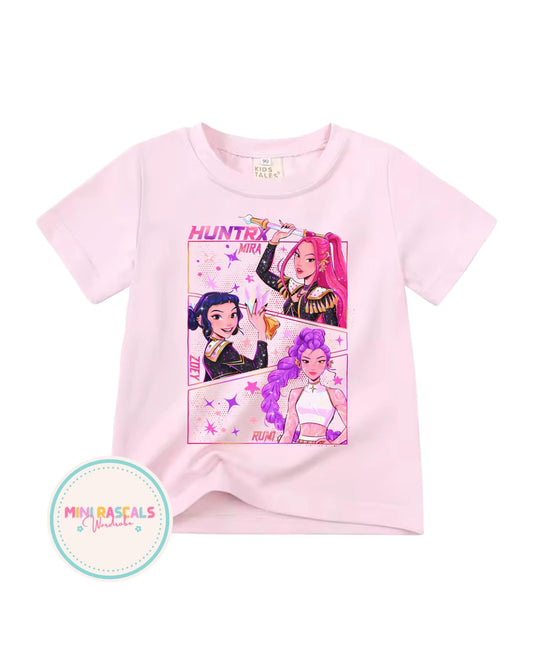 KPOP Demon Hunters Pink Kids T-Shirt & Sweatshirt | Girls Graphic Top | Huntrxx Kids