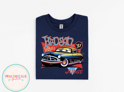 Doc Hudson Shirt for Kids – Hudson Hornet 51 Tee – The Judge Cartoon Car Shirt – Retro Race Car Birthday Gift – Boys Girls Graphic T-Shirt