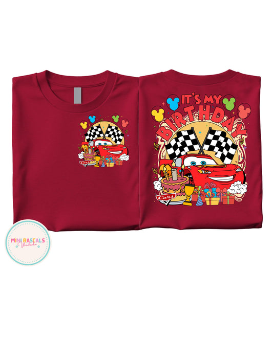 Lightning McQueen Birthday Tshirt | “It’s My Birthday” Kids Shirt | Race Theme Birthday Outfit | Checkered Flag Birthday Tshirt
