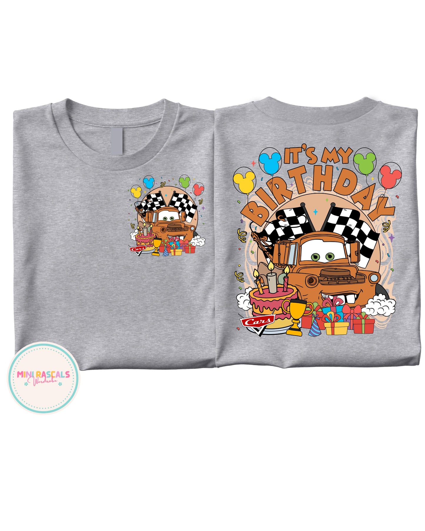 Cars Tow Mater Birthday Tshirt | “It’s My Birthday” Kids Shirt | Race Theme Birthday Outfit | Checkered Flag Birthday Tshirt