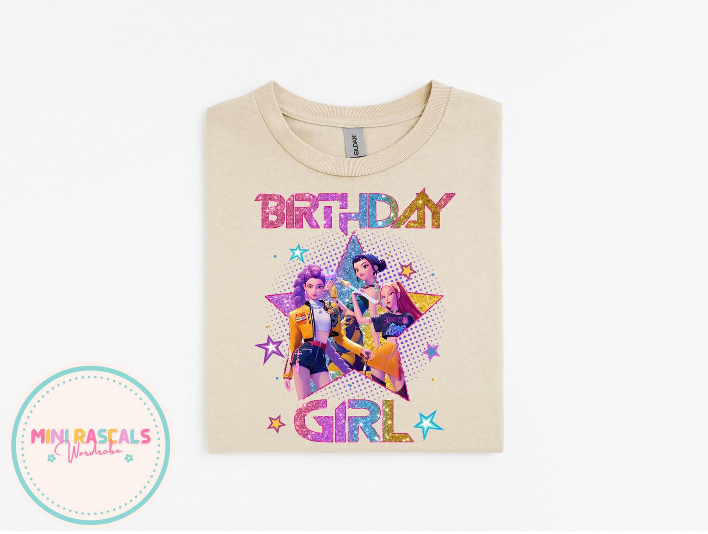 KPOP Demon Hunters Birthday Girl T-Shirt | Cute Kids Birthday Tee | Huntrix Star Graphic Top