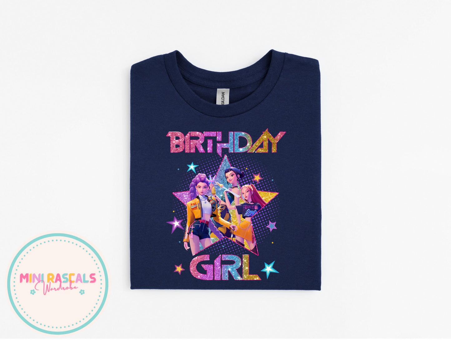 KPOP Demon Hunters Birthday Girl T-Shirt | Cute Kids Birthday Tee | Huntrix Star Graphic Top